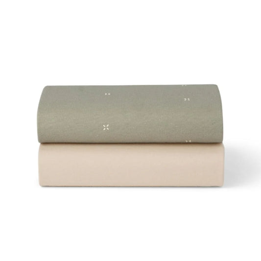 Snuzpod Crib 2 Pack Fitted Sheets - Sage/Cross