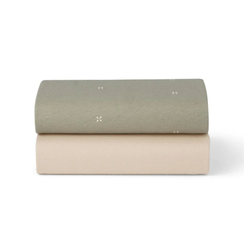 Snuzpod Crib 2 Pack Fitted Sheets - Sage/Cross