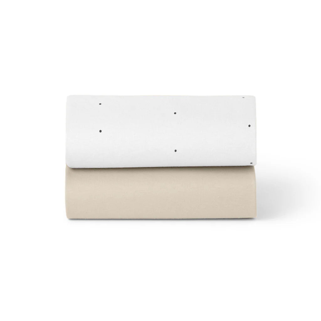 Snuzpod Crib 2 Pack Fitted Sheets - White/Dot