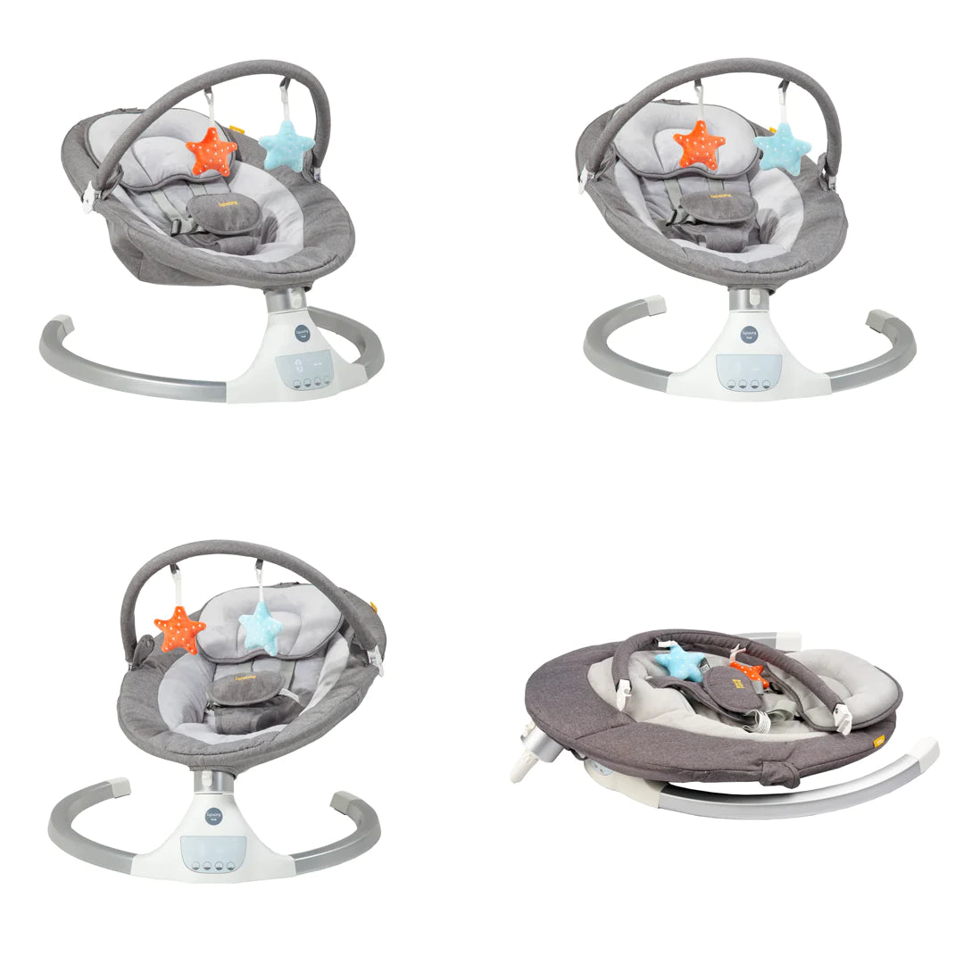 Bababing Raffi 3-in-1 Travel System + Bedside Travel Crib + HUB Electric Swing Bundle - Gloss Black