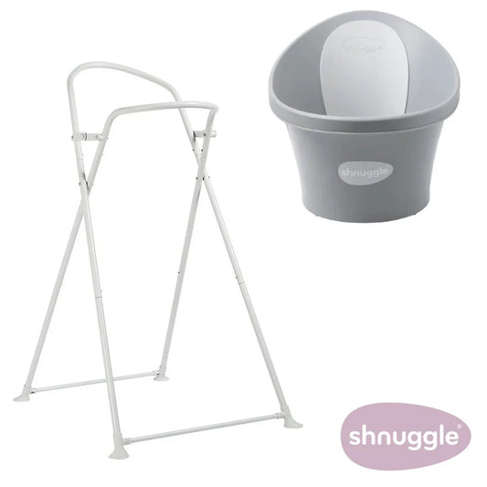 Shnuggle Baby Bath Pebble Grey & Foldable Stand Bundle