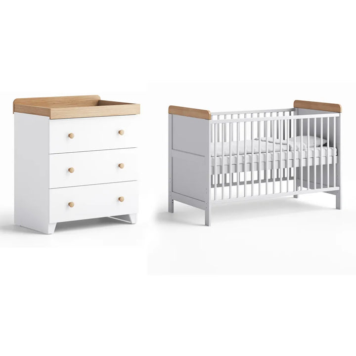 Little Acorns Classic 2 Piece Nursery Furniture Set – White and Oak