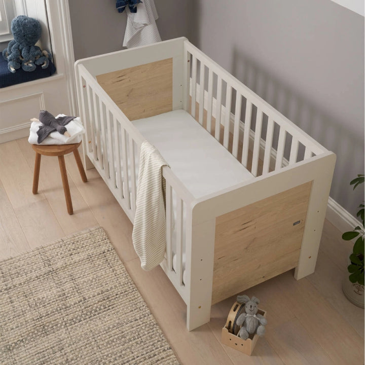 Tutti Bambini Alba Cot Bed – White Sand/Distressed Oak