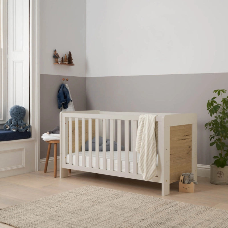 Tutti Bambini Alba Cot Bed – White Sand/Distressed Oak