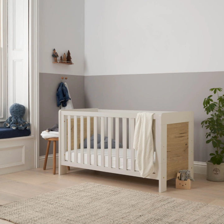 Tutti Bambini Alba Cot Bed – White Sand/Distressed Oak