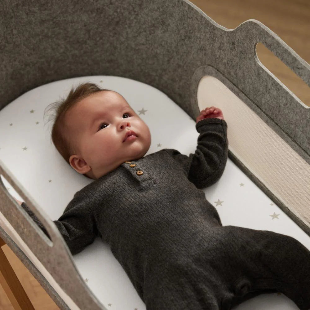 Snuz Moses Basket/Pram 2 Pack Fitted Sheets – White/Star