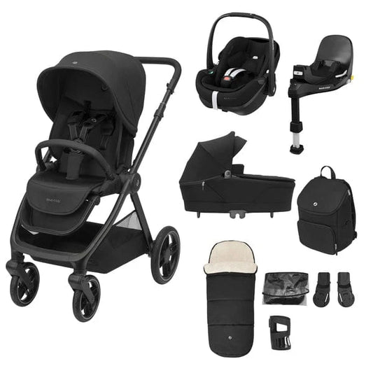 Maxi Cosi Oxford+ Premium Travel System Bundle Inc Pebble 360 Pro2 - Twillic Black