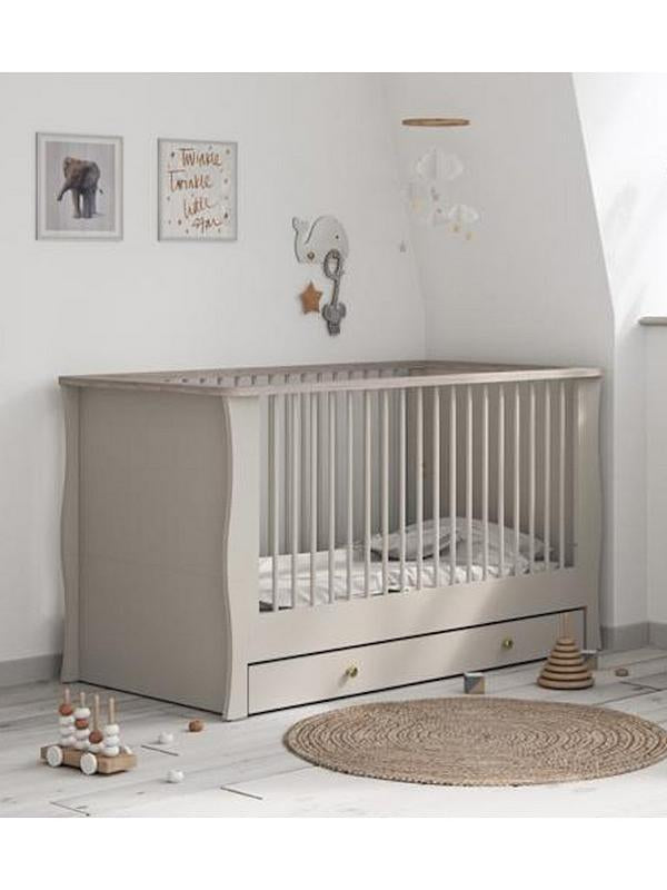EX DISPLAY Little Acorns Celeste Cot Bed with Under Drawer – Cashmere/Grey Ash COLLECTION OR LOCAL DELIVERY ONLY