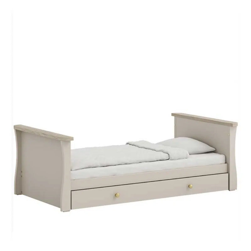 EX DISPLAY Little Acorns Celeste Cot Bed with Under Drawer – Cashmere/Grey Ash COLLECTION OR LOCAL DELIVERY ONLY