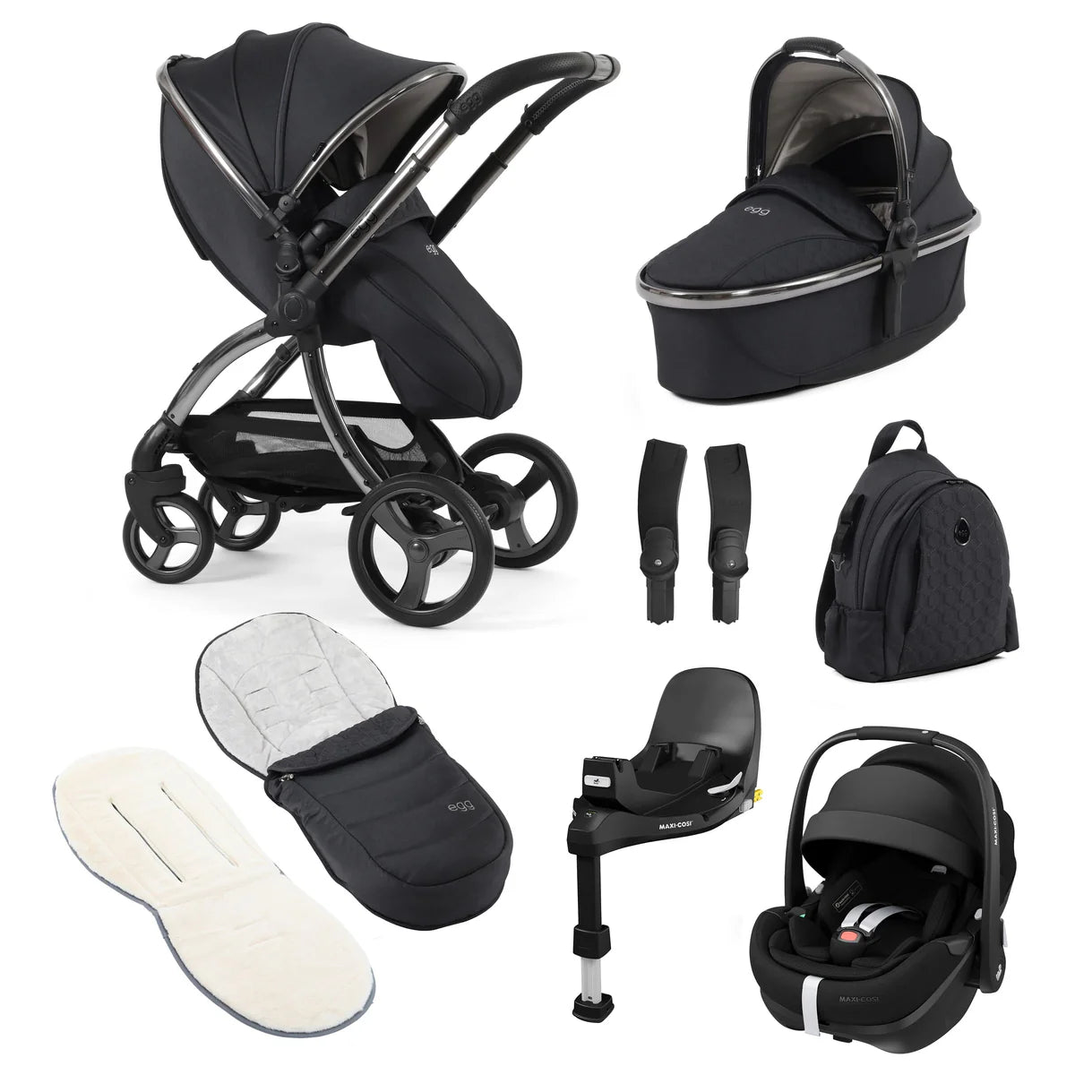Egg3 Luxury Maxi-Cosi Pebble 360 Pro2 Travel System Bundle - Carbonite