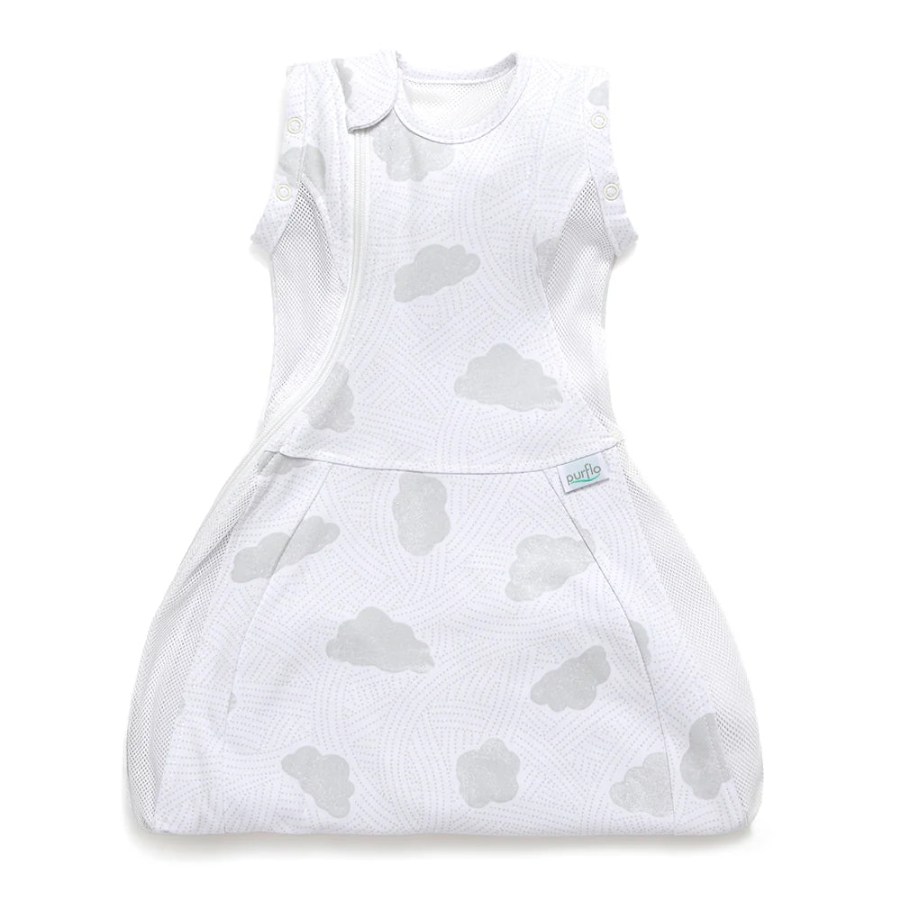 Purflo Swaddle To Sleep Bag 0.5 Tog 0-4m - Cotton Clouds