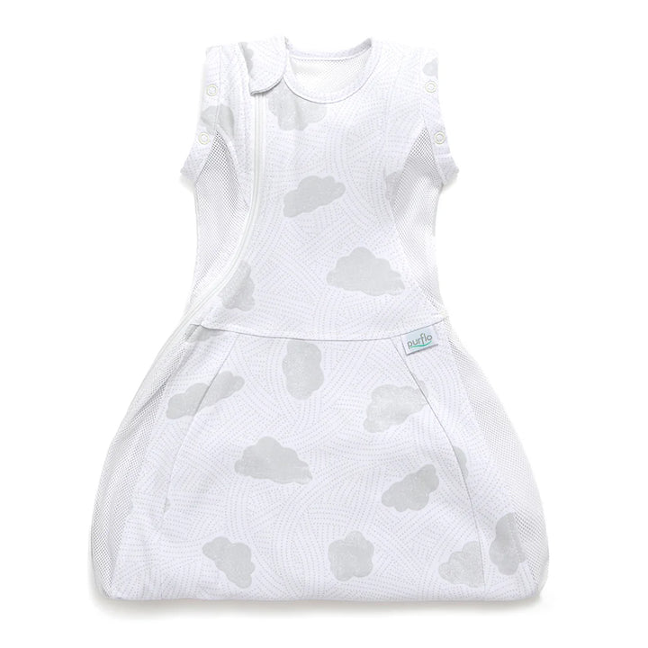 Purflo Swaddle To Sleep Bag 0.5 Tog 0-4m - Cotton Clouds