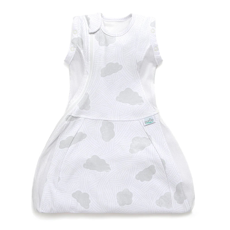 Purflo Swaddle To Sleep Bag 0.5 Tog 0-4m - Cotton Clouds