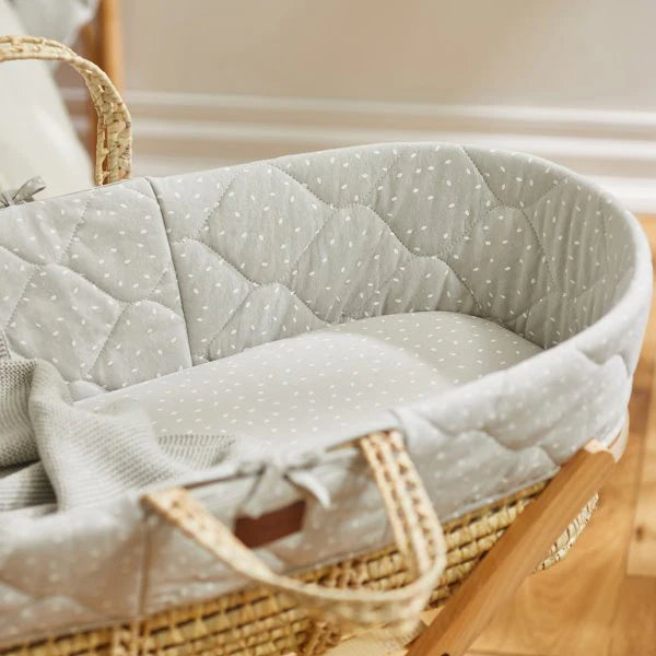 The Little Green Sheep Moses Basket Linen Sheets - Dove Rice