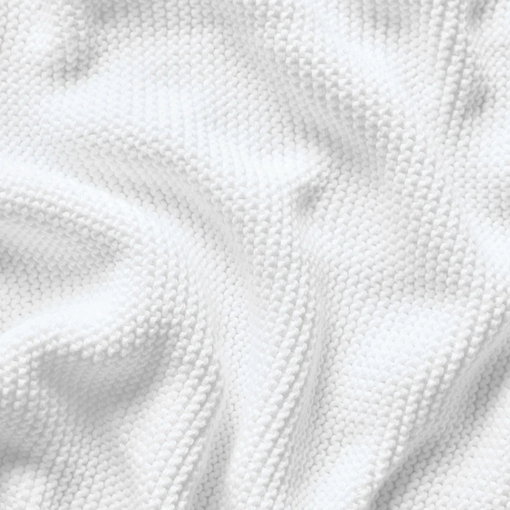 The Little Green Sheep Organic Knitted Cellular Baby Blanket - White