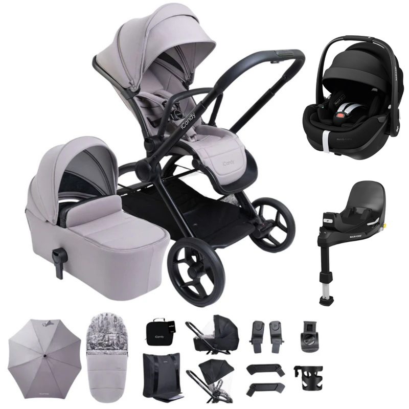iCandy Core2 Travel System with Maxi-Cosi Pebble 360 Pro2 & FamilyFix 360 Pro Base - Storm Grey