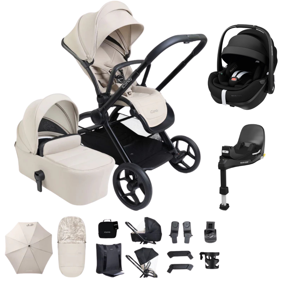 iCandy Core2 Travel System with Maxi-Cosi Pebble 360 Pro2 & FamilyFix 360 Pro Base - Sandstone