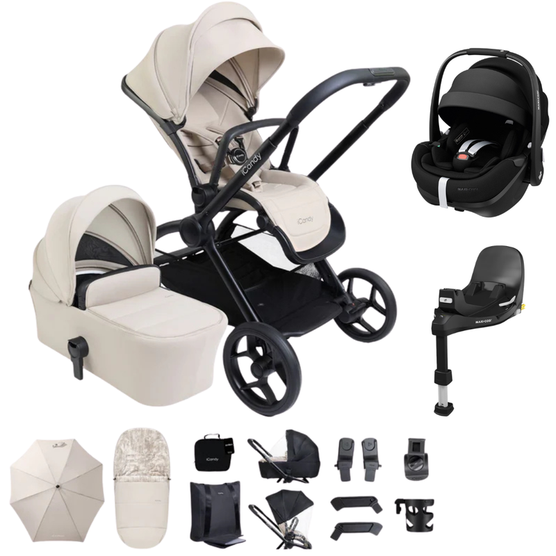 iCandy Core2 Travel System with Maxi-Cosi Pebble 360 Pro2 & FamilyFix 360 Pro Base - Sandstone