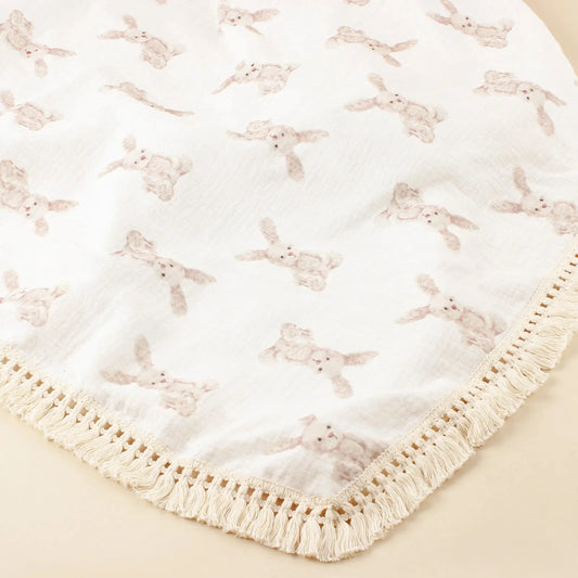 Laker & The Moon Pram Size Luxurious Printed Cotton Muslin - Bunny