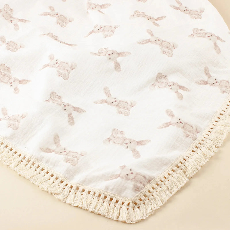 Laker & The Moon Pram Size Luxurious Printed Cotton Muslin - Bunny