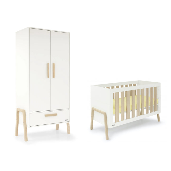 Babystyle Arendelle 2 Piece Furniture Set (Cot Bed & Wardrobe) White/Natural