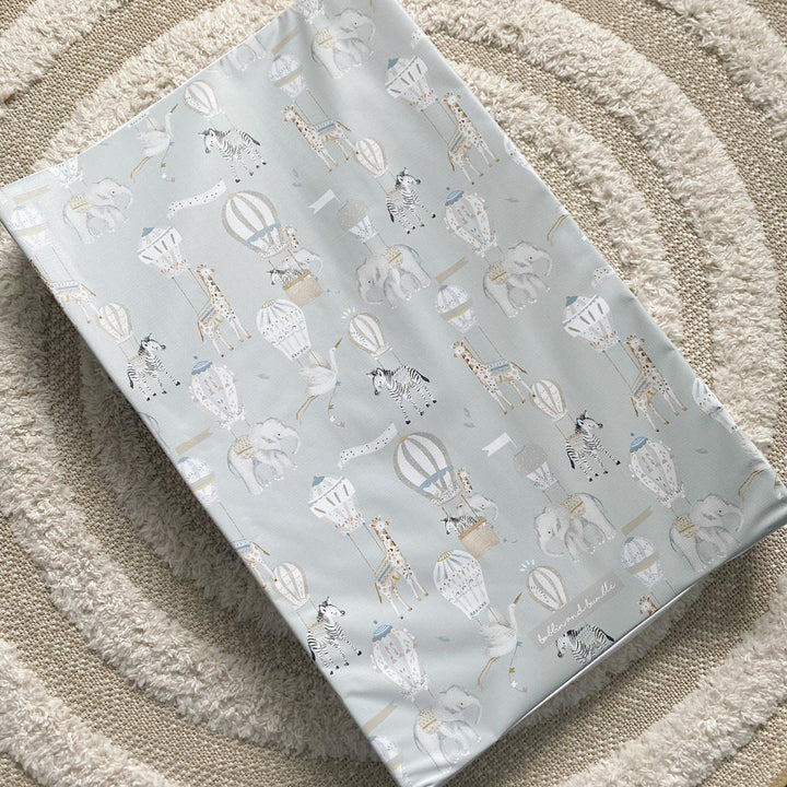 Bobbin & Bumble Anti-Roll Wedge Baby Changing Mat - Blue Hot Air Balloons Print