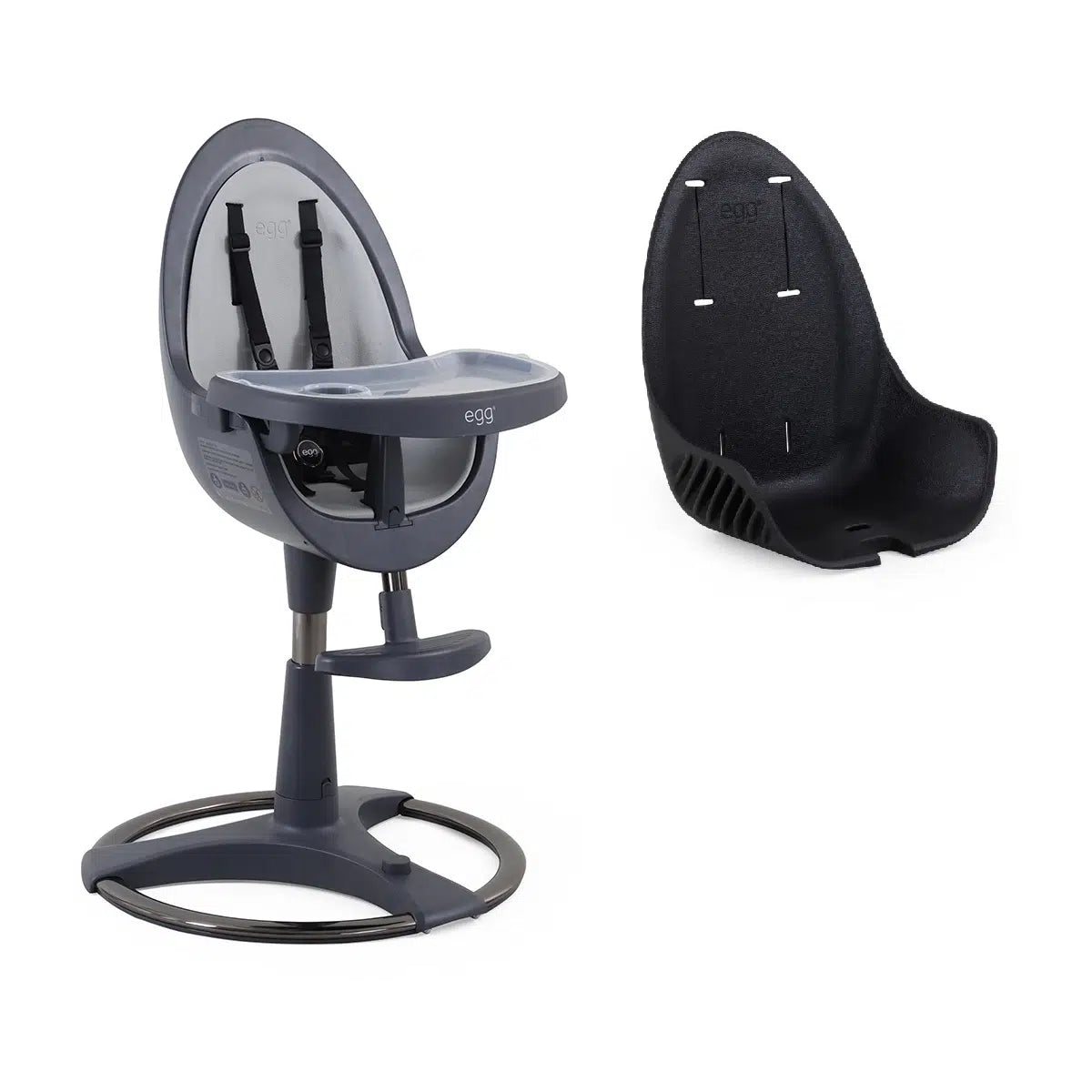 OPEN BOX egg Home Highchair - Grey/Black