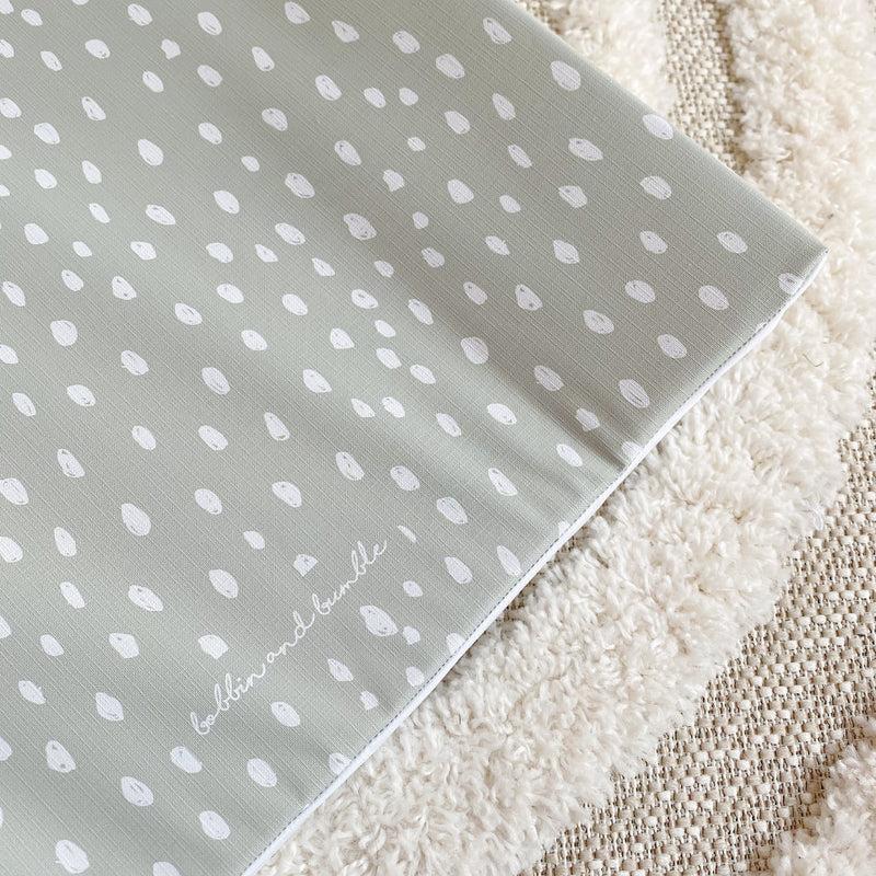 Bobbin & Bumble Anti-Roll Wedge Changing Mat – Sage Green Spotty Print