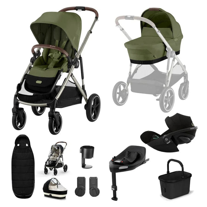 Cybex Gazelle S Cloud G Travel System Inc Gold Footmuff - Taupe/Moss