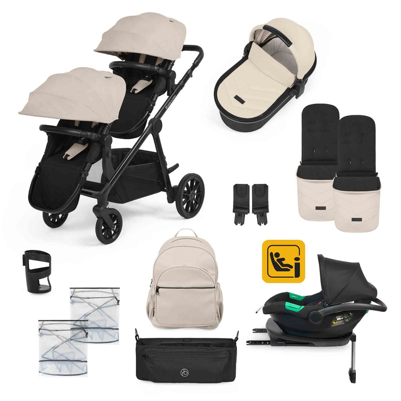 Ickle Bubba Virgo Growing Family 14 Piece Inc Cirrus Car Seat + Base Travel System Bundle - Stone