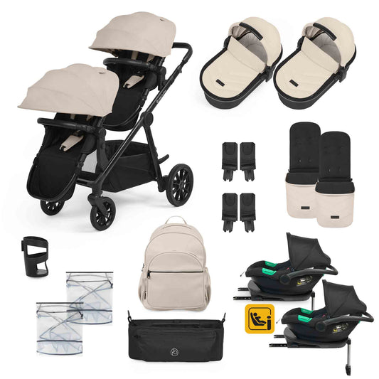 Ickle Bubba Virgo Twin 18 Piece Cirrus Car Seat Bundle - Stone