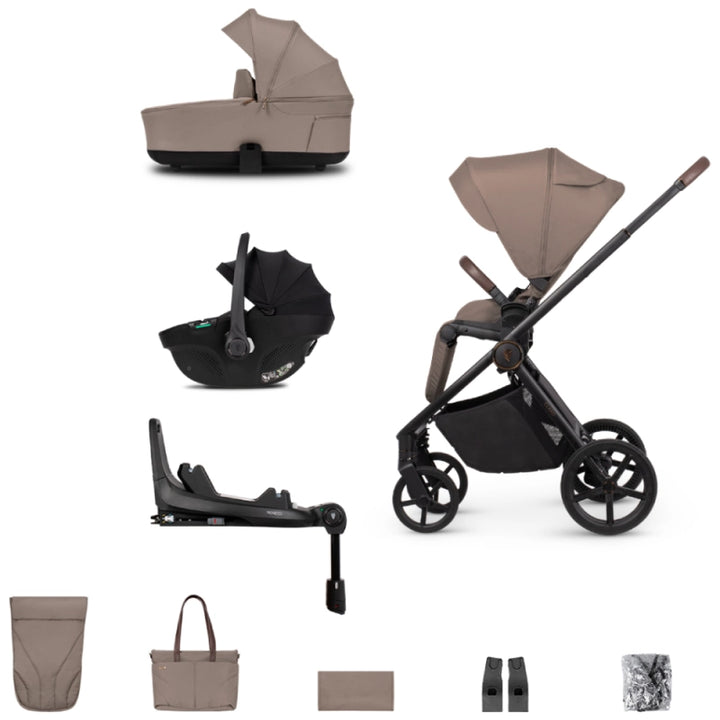 Venicci Claro 4in1 Pushchair with Tiago 360 Car Seat and Base Bundle - Almond
