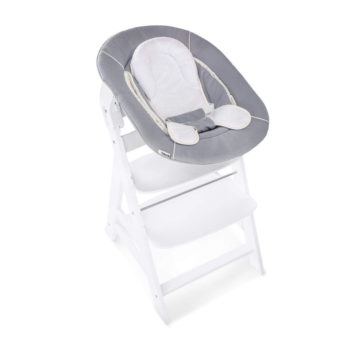 EX DISPLAY Hauck Alpha+ Wooden Highchair & Bouncer - White/Grey