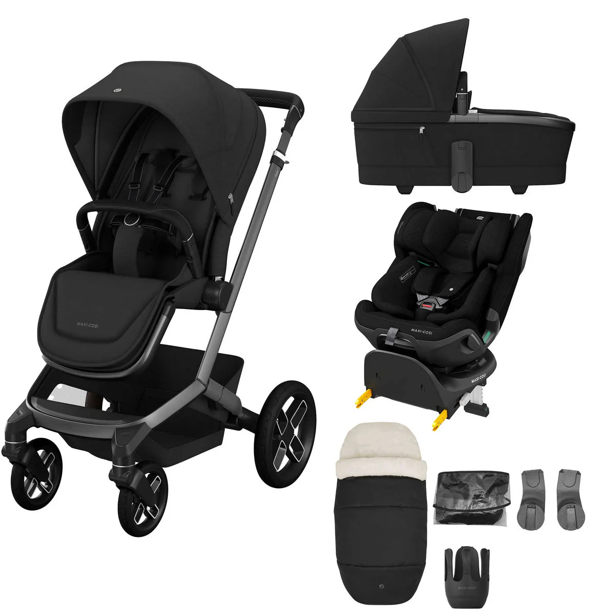 Maxi-Cosi Fame 9 Piece Bundle with Emerald 360 Pro Bundle - Twillic Black