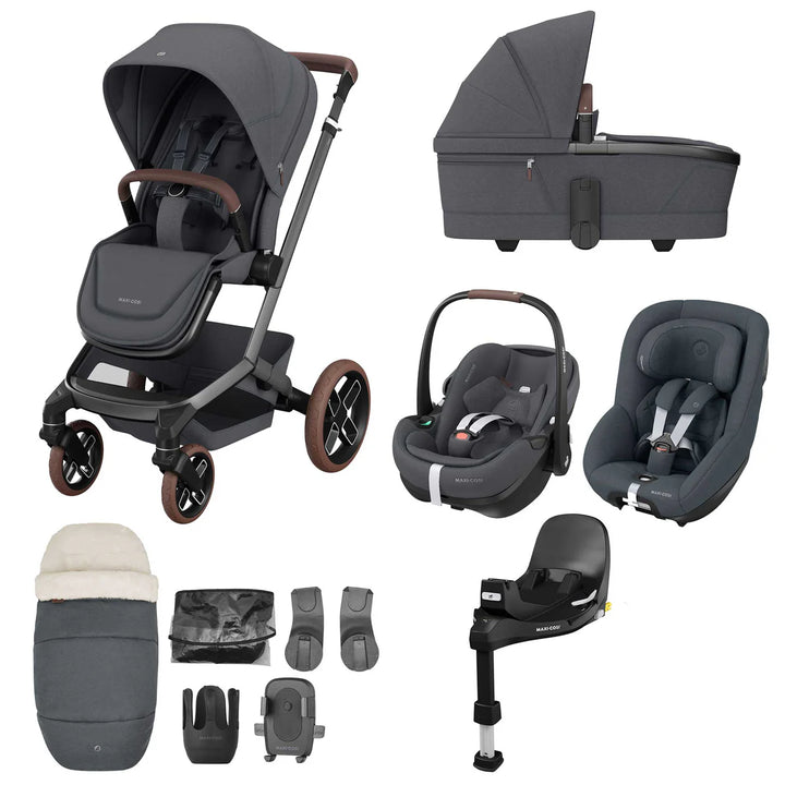 Maxi-Cosi Fame 10 Piece Premium Family 360 Pro Travel System - Twillic Graphite