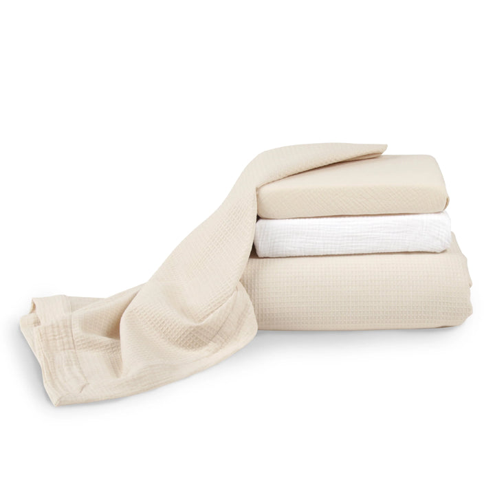 CuddleCo 4 Piece Cot Bed Bedding Set - Cashmere Waffle