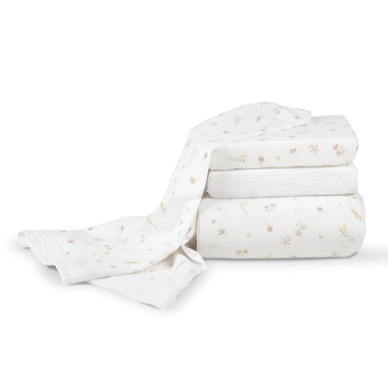 CuddleCo 4 Piece Cot Bed Bedding Set - Cashmere Meadow