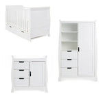 Obaby Stamford Luxe Sleigh 3 Piece Room Set - White