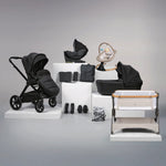 Bababing Raffi MKII 16 Piece Travel System and Home Bundle Inc 360 Car Seat + Isofix Base - Satin Black