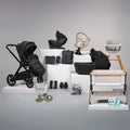 Bababing Raffi MKII 18 Piece Travel System, Home & Feeding Bundle - Satin Black