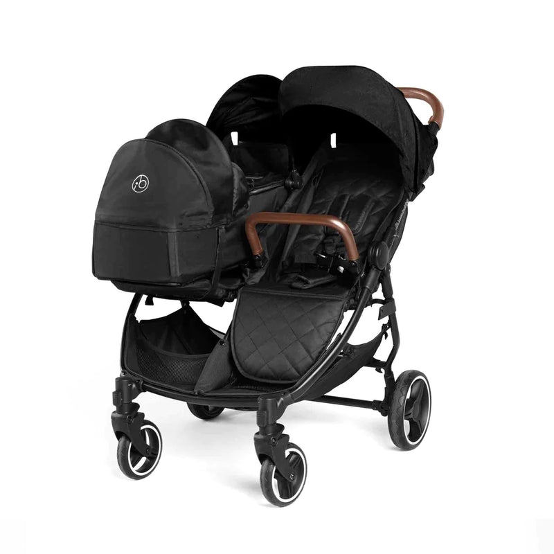 Ickle Bubba Venus Prime Twin Double Stroller Including Carrycot - Black/Tan