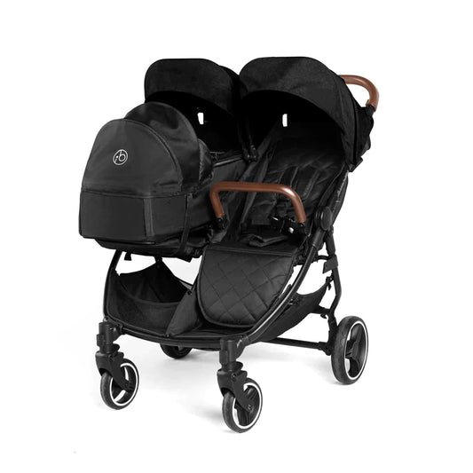 Ickle Bubba Venus Prime Twin Double Stroller Including Carrycot - Black/Tan