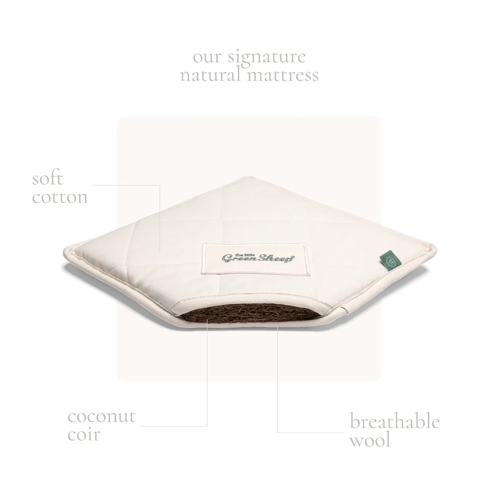 The Little Green Sheep Natural Moses Basket Mattress to fit Mamas & Papas Small Moses 30x66.5cm