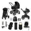 Ickle Bubba Stomp Luxe Elements Edition 15 Piece Travel System + Nimbus i-Size Car Seat & Spin Isofix Base - Raven