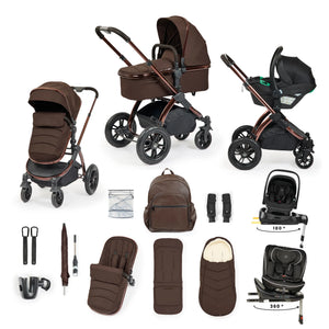 Ickle Bubba Stomp Luxe Elements Edition 16 Piece Pram & Radial Spin Car Seat Bundle - Chestnut