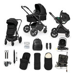 Ickle Bubba Stomp Luxe Elements Edition 16 Piece Pram & Radial Spin Car Seat Bundle - Raven