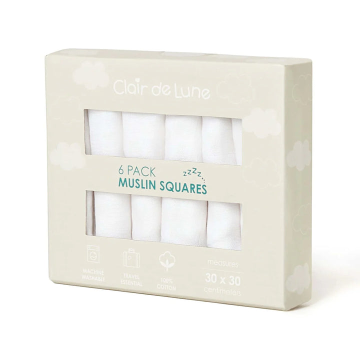 Clair De Lune 6 Pack Muslin Squares - 30 x 30 cm