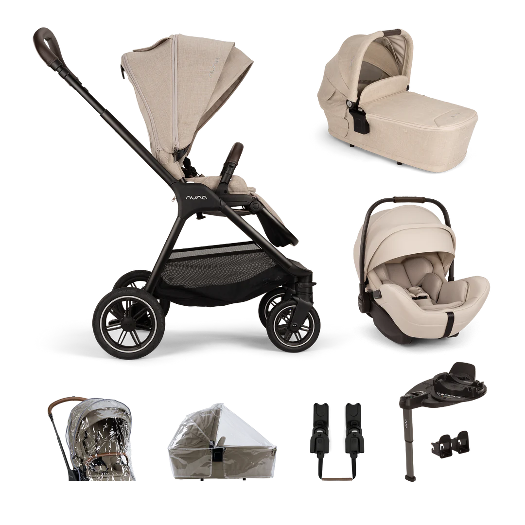 Nuna TRIV Next, LYTL Carrycot, ARRA Flex + Base Curve Travel System - Biscotti
