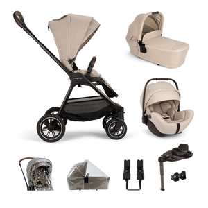 Nuna TRIV Next, LYTL Carrycot, ARRA Flex + Base Curve Travel System - Biscotti