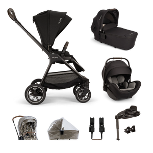 Nuna TRIV Next, LYTL Carrycot, ARRA Flex + Base Curve Travel System - Caviar